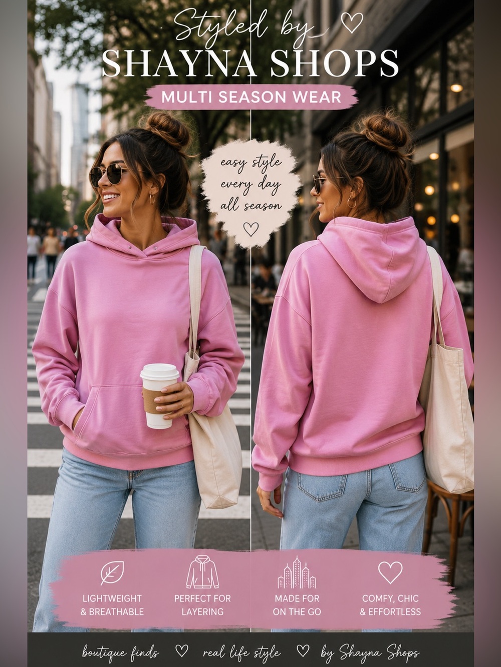 Zenana Bright Mauve Scuba Hoodie Sweatshirt